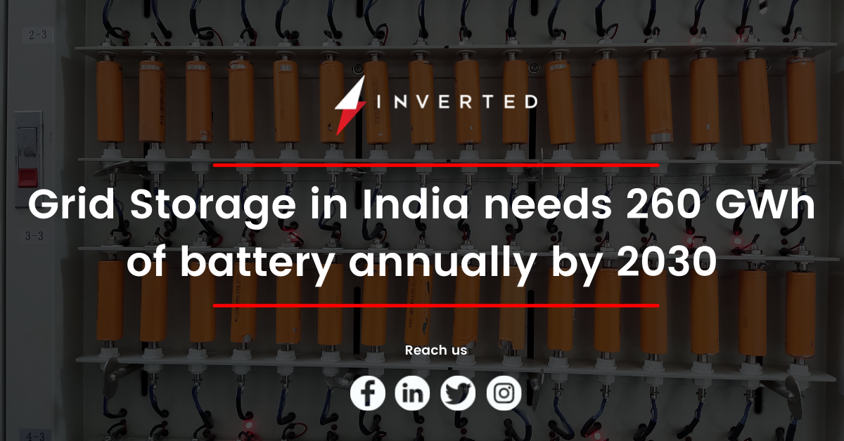 India needs 260 GWh grid storage battery annually by 2030